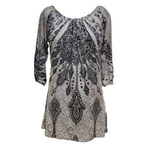 *New Low Price* Black & White Paisley Blouse with Rhinestones